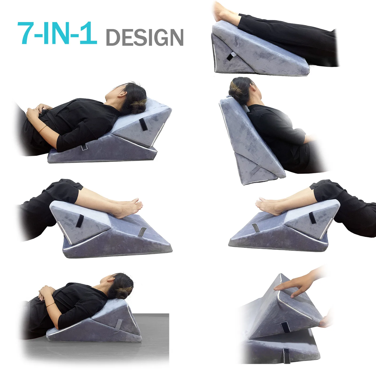 7 in 1 Design Bed Wedge Cushion Pillow Acid Reflux Pillow Elevating Leg Rest Wedge Bed Memory Foam Pillow