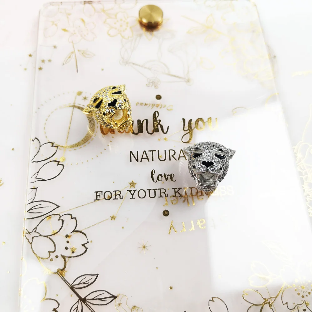 DIY Beads Fox Bear Tiger Panther Charm 5mm Hole,Fashion Silver Jewelry Trendy Gift For Women Men Fit Bracelets Necklace Choker