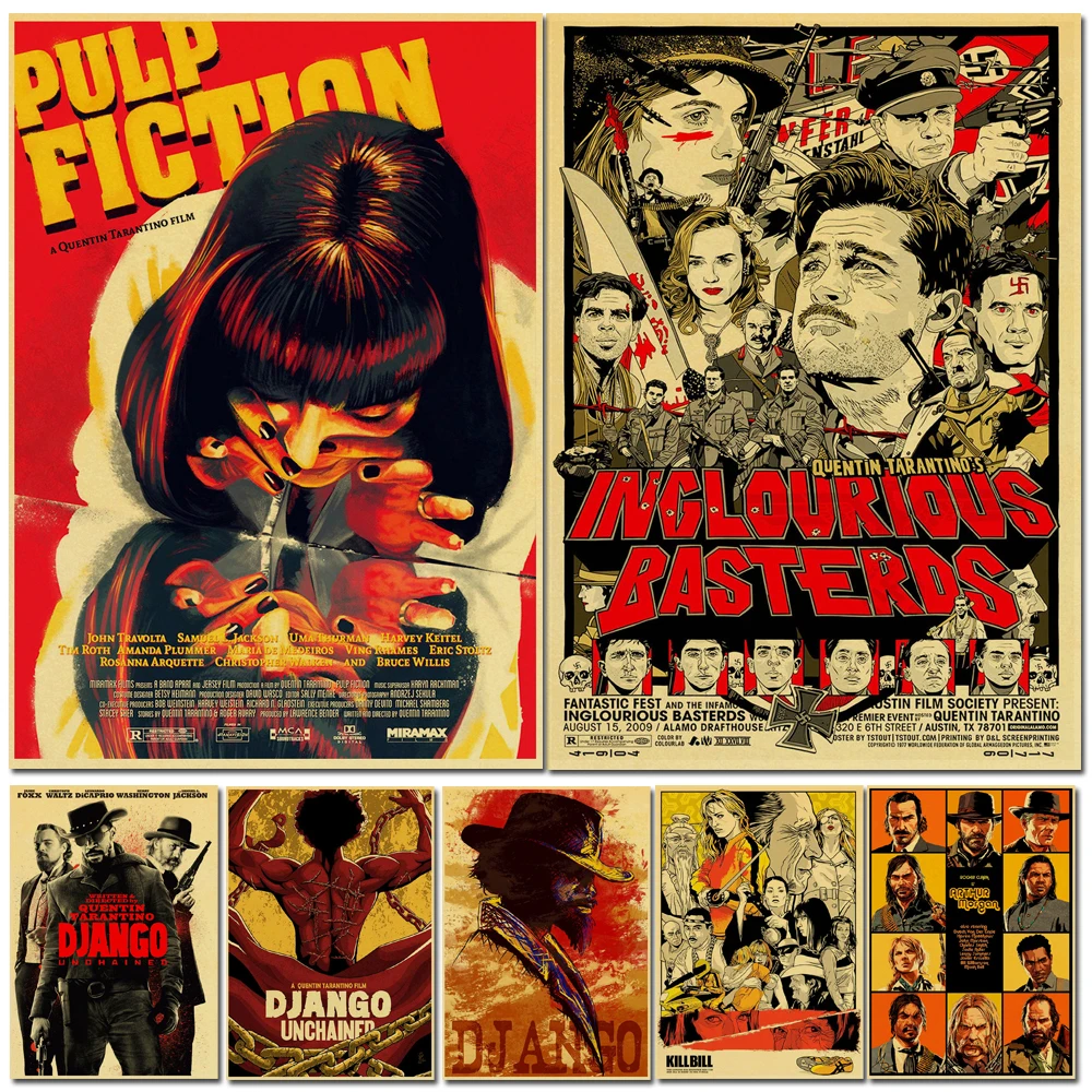 Quentin Tarantino Movie Kill BIll/Reservoir Dogs/Inglourious Basterds Retro Poster Painting For Home /Kids Room/Bar Decor
