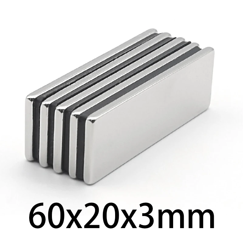 60x20x3 neodymium magnet 60mm x 20mm x 3mm n35 ndfeb super powerful permanent magnetic magnets rare earth