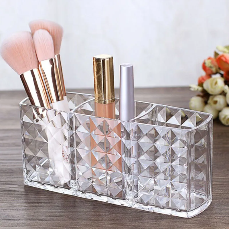 

Acrylic Cosmetic Storage Box Makeup Brush Holder Organizer Lipstick Eyebrow Pencil Bathroom Display Stand Diamond Storage