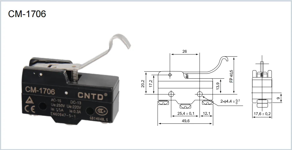 10 Pieces CM-1706 Safety Waterproof Miniature Horizontal Micro Switch