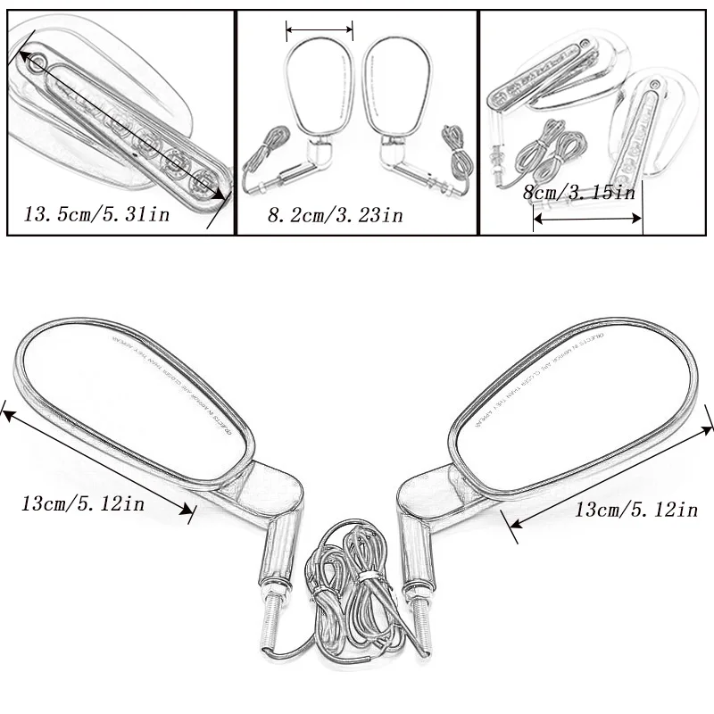 Motorcycle Muscle Rear View Mirrors with LED Turn Signal Light Handle Side Mirror Fits For Harley VROD V-Rod VRSCF 2009-2017