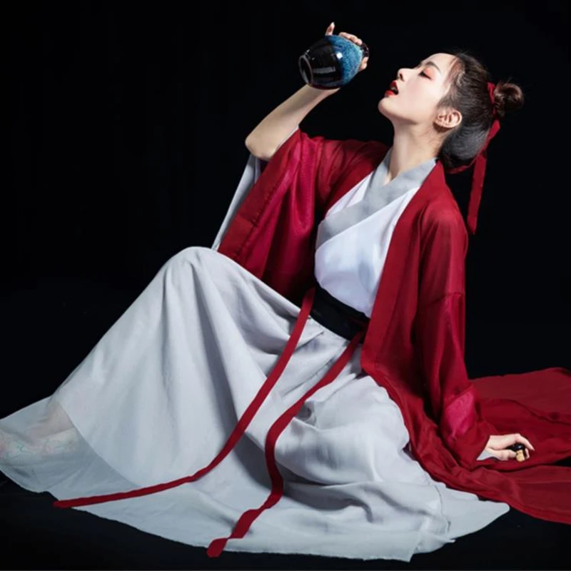 

chivalrous cosplay Hanfu women Chinese style Cross collar ancient style elegant Wei Jinfeng red costume chinese Hanfu dress girl