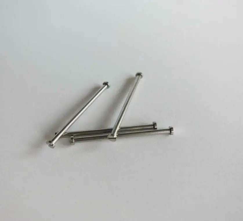 1.5mm Thick Steel Color Watch Band T-bar with Stud and Screw 2.5mm Cap 10mm to 34mm Tube Long for Metal Ceramic Bracelet W2034