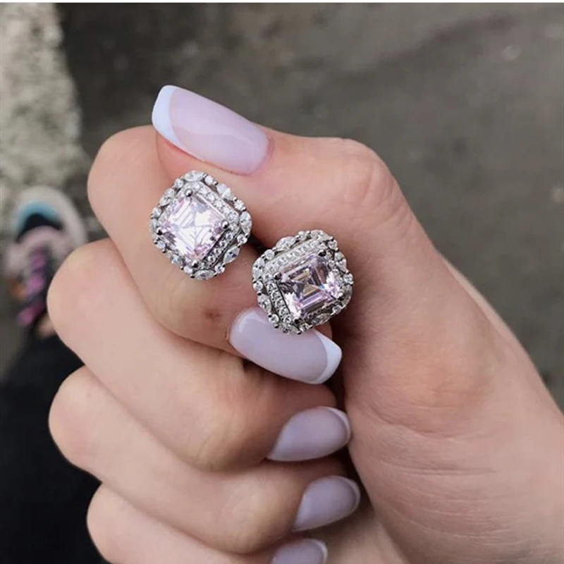 Wholesale Cargemily Brand 100% 925 Sterling Silver Paraiba Tourmaline Gemstone Birthstone Ear Studs Earrings Ladies Fine Jewelry