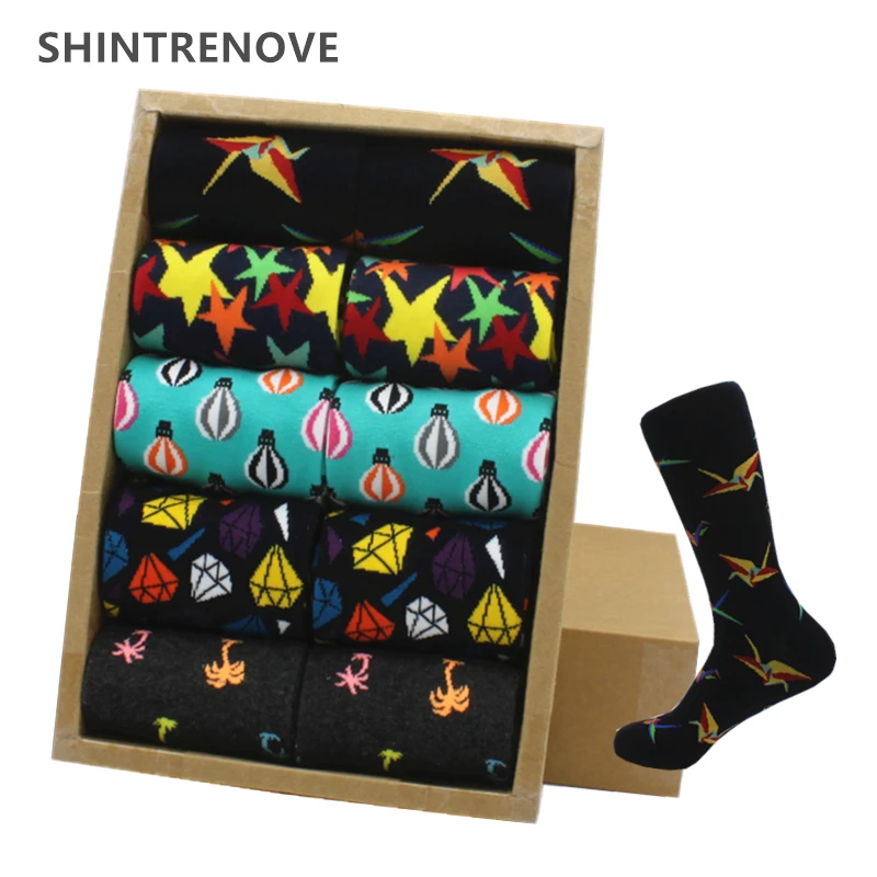 

Brand Quality Men Socks Happy Funny Casual Socks With Print Combed Cotton Dress Compression Gift Socks For Men