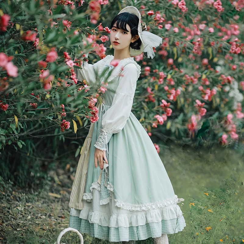 Robe princesse lolita vintage en dentelle avec nœud papillon, col pan peter, taille haute, style victorien, kawaii, gothique, op loli