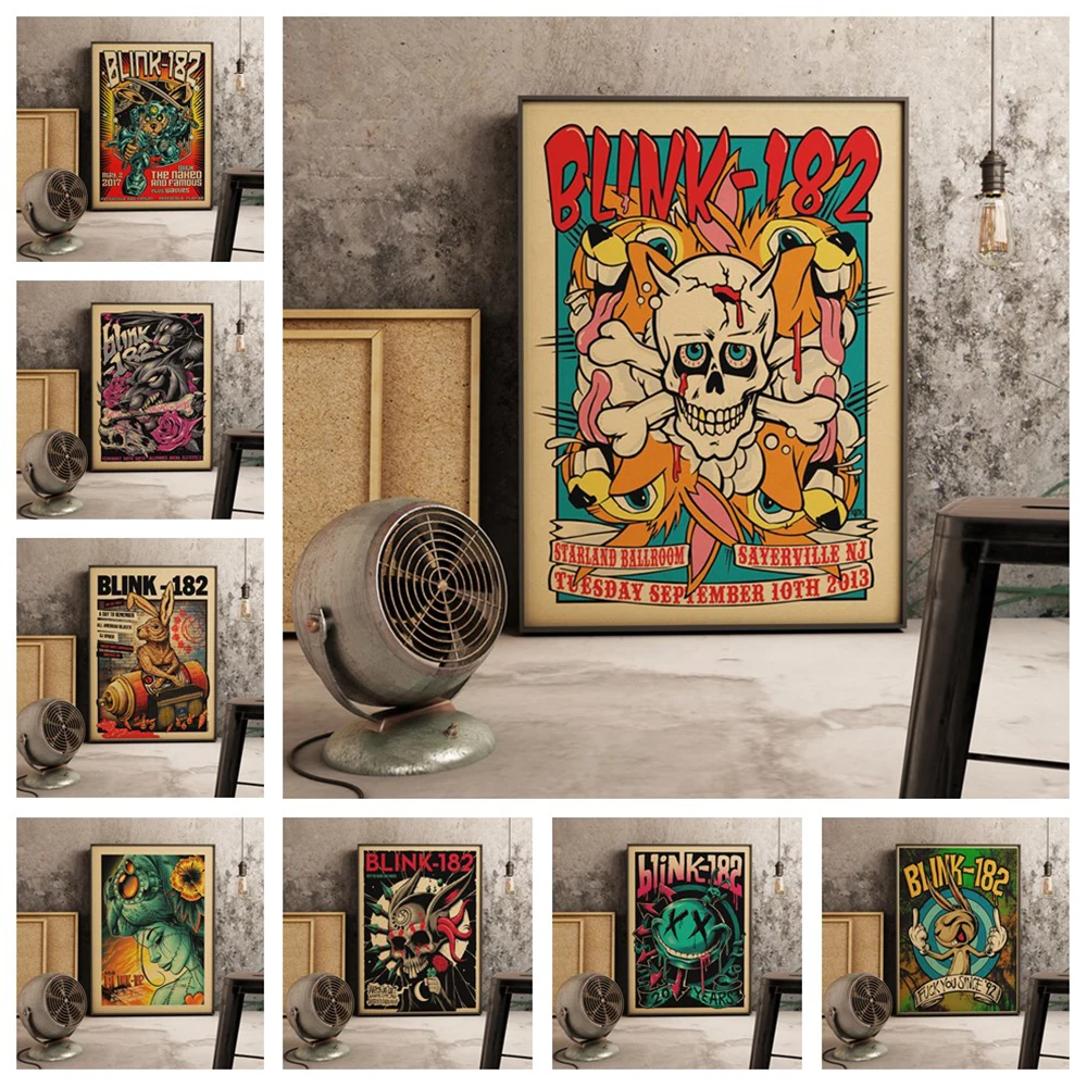 

Blink 182 Rock Band European and American Series Poster Retro Print Art Quality Canvas Painting Wall Decor Home Picture