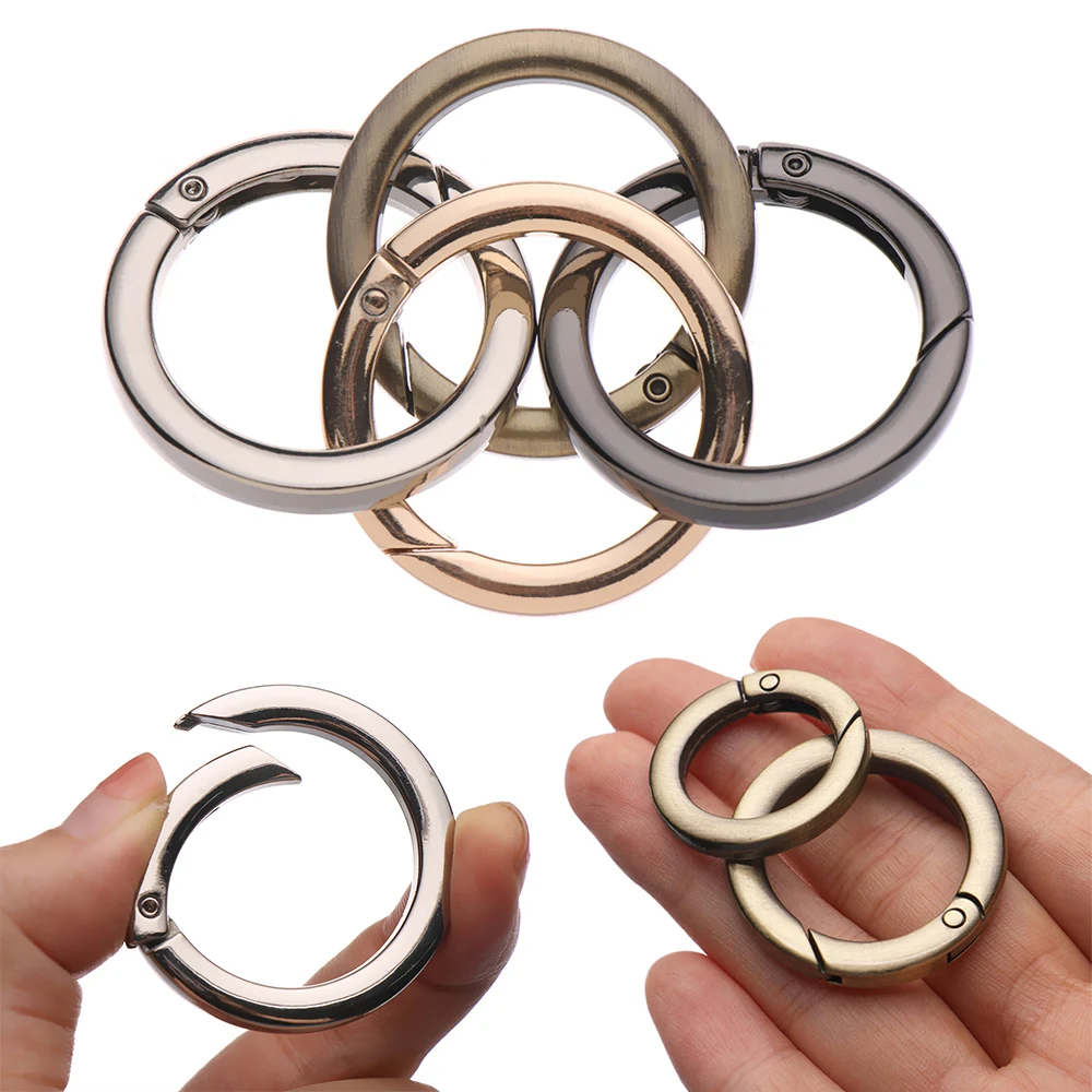 

Hot Spring O-Ring Buckles Zinc Alloy Plated Gate Clips Carabiner Purses Handbags Round Push Trigger Snap Hooks Outdoor Carabiner