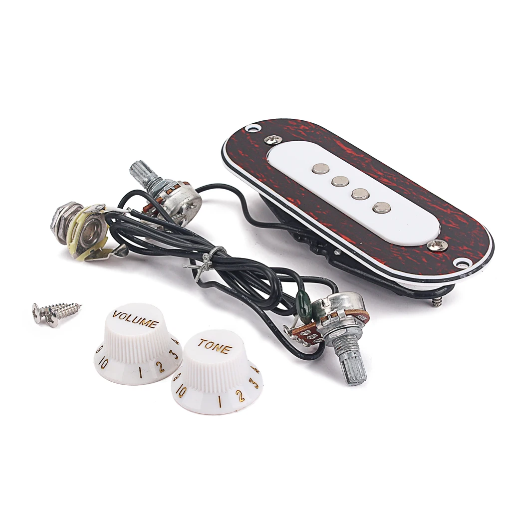 Tooyful 1 Set Prewired Guitar Sound Hole Pickup with Tone&Volume for 4 String Acoustic Cigar Box Guitar