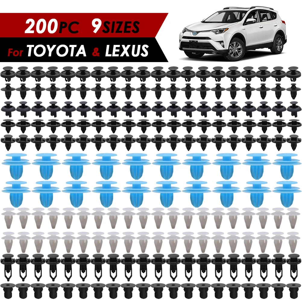 

200PC Car Trim Clips Push Rivets For Toyota Lexus Bumper Wheel Arch Panel Fender Splash Guard Fastener 01553-09321 90467-07211