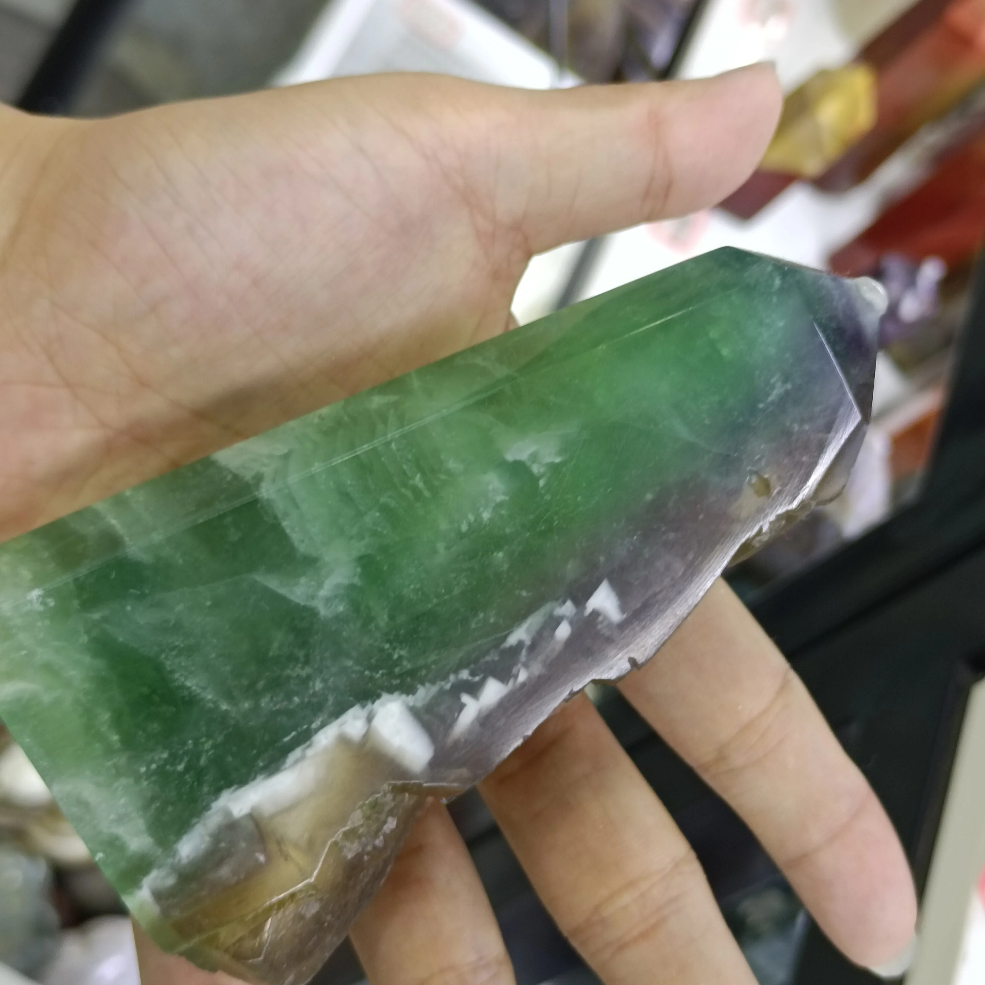 Natural Watermelon Color Fluorite Crystal Wands  Obelisk Points Mineral Specimens Precious Stone Healing Decoration