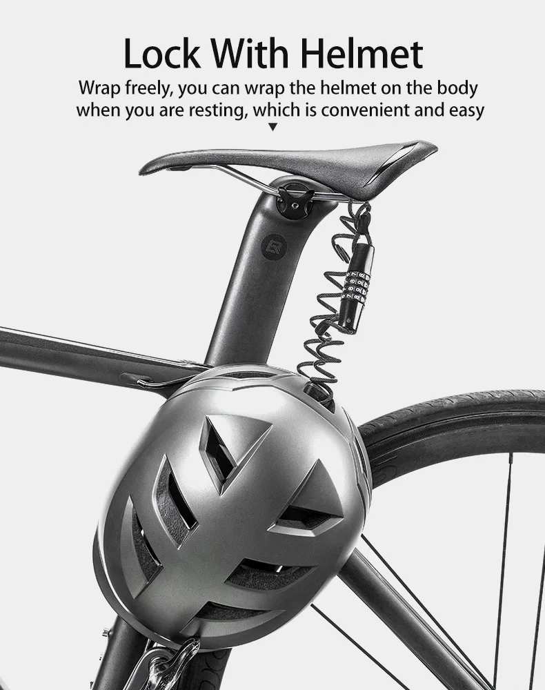 ROCKBROS Mini Password Lock Anti-theft Bicycle Durable Steel Wire Lock Helmet Lock Chain Bike Frame Lock Bike Accessories