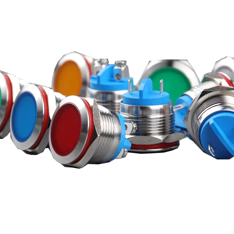 19มม.ไฟสัญญาณ Light Prompt Light 3v5v6v12v24v220สีแดงสีเหลืองสีเขียวสีฟ้าสีขาว LED
