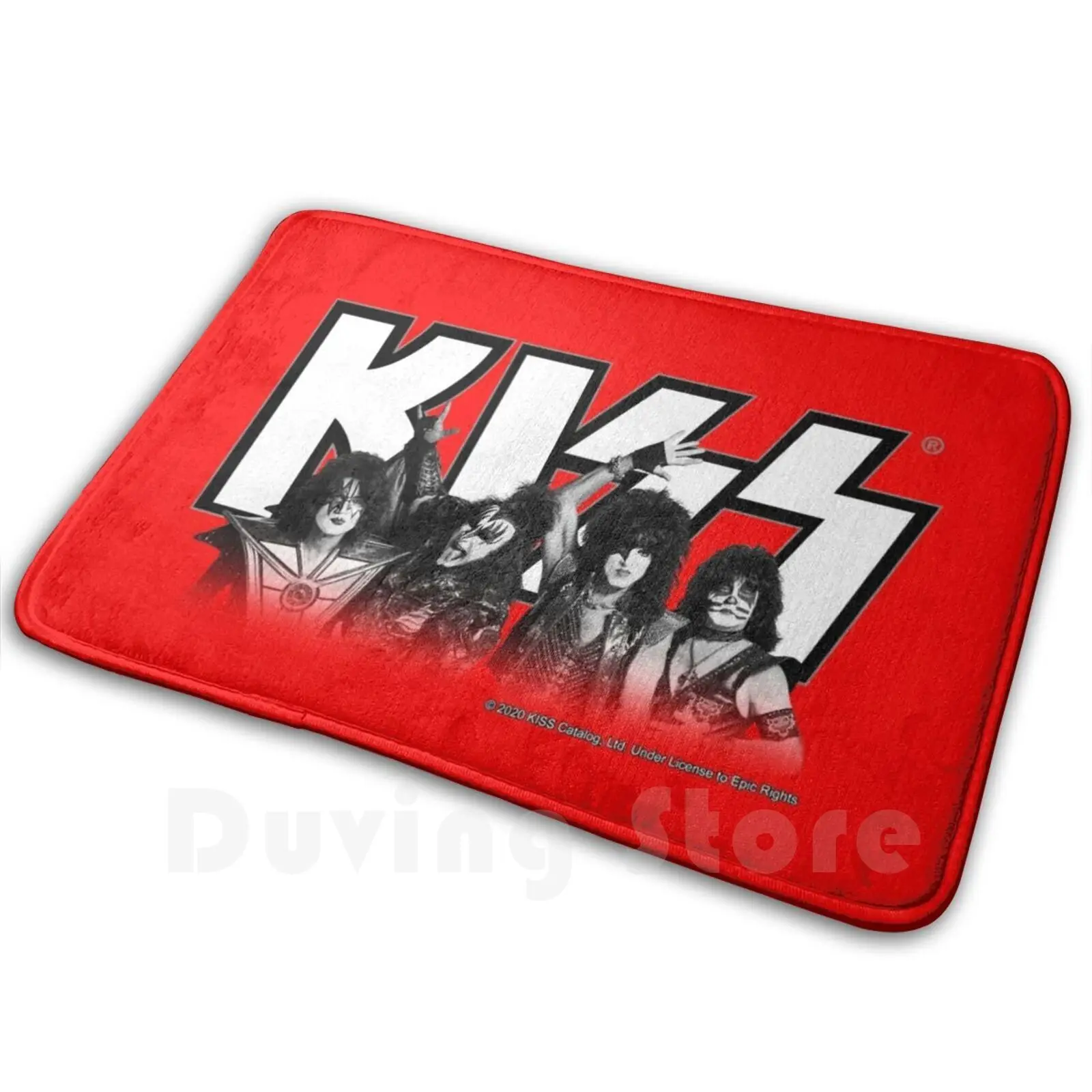 Kiss Band All Members-Black And White Carpet Mat Rug Cushion Soft Non-Slip Kiss Fan Art Kiss Band Kiss Music Kiss The