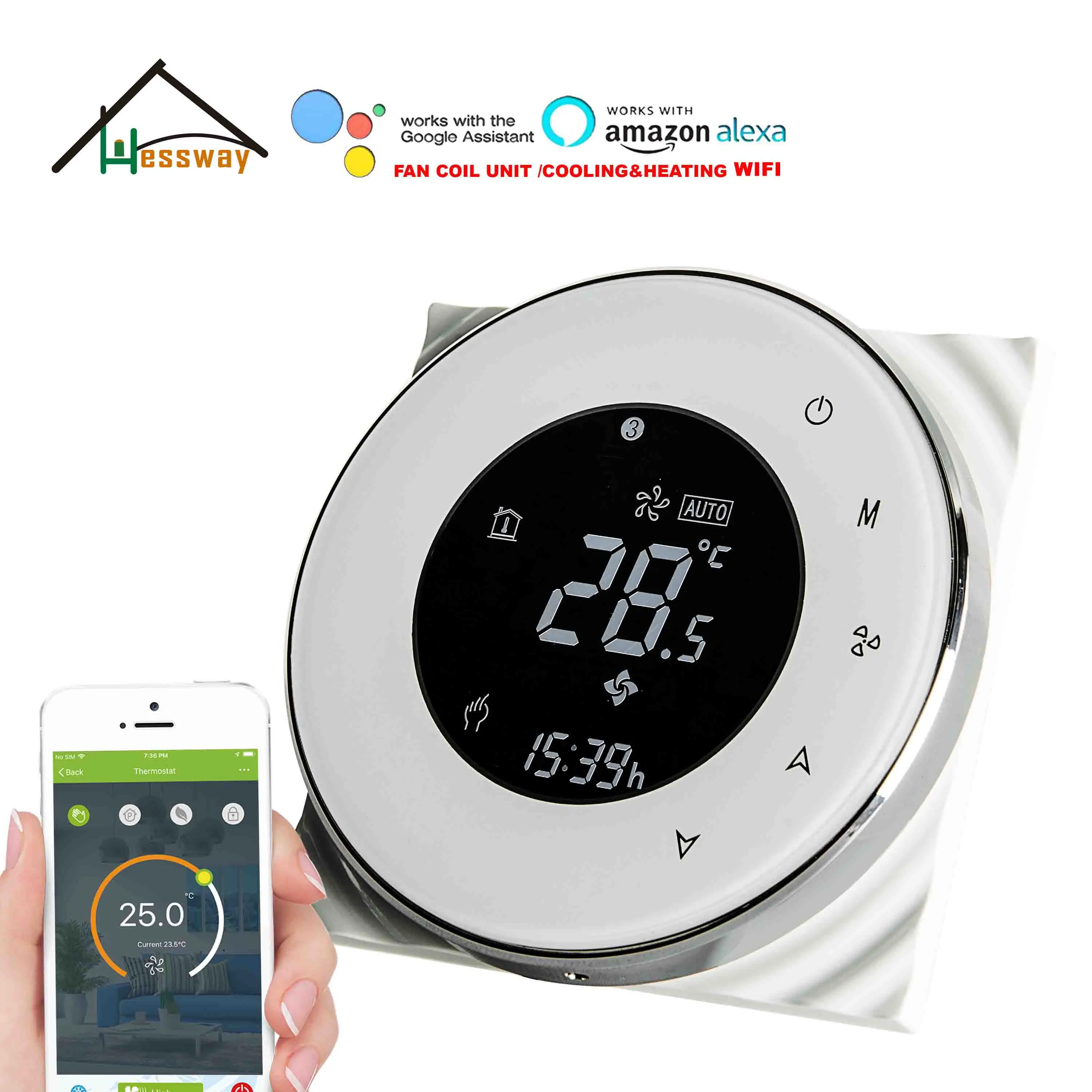 HESSWAY – thermostat wifi 24v 220v, pour climatiseur, régulateur de température intelligent, google