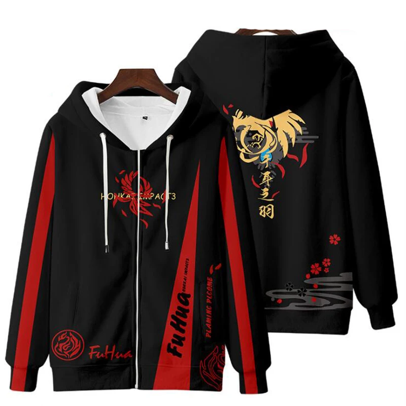 

New Anime Honkai Impact 3 Women/Men Hoodies Sweatshirts Kiana Kaslana Yae Sakura Fu Hua Cosplay Zipper Hooded Jacket Outerwear