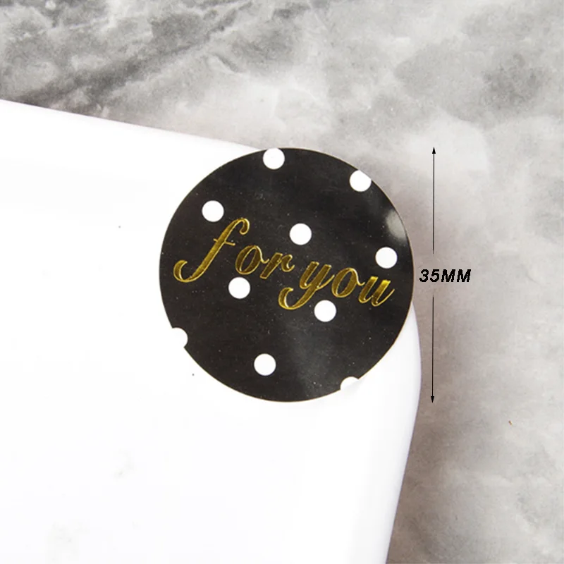 100 stücke Schwarz Runde Dot für Sie Kuchen Verpackung Abdichtung Label Kraft Aufkleber Backen DIY Geschenk Aufkleber – Detail 9