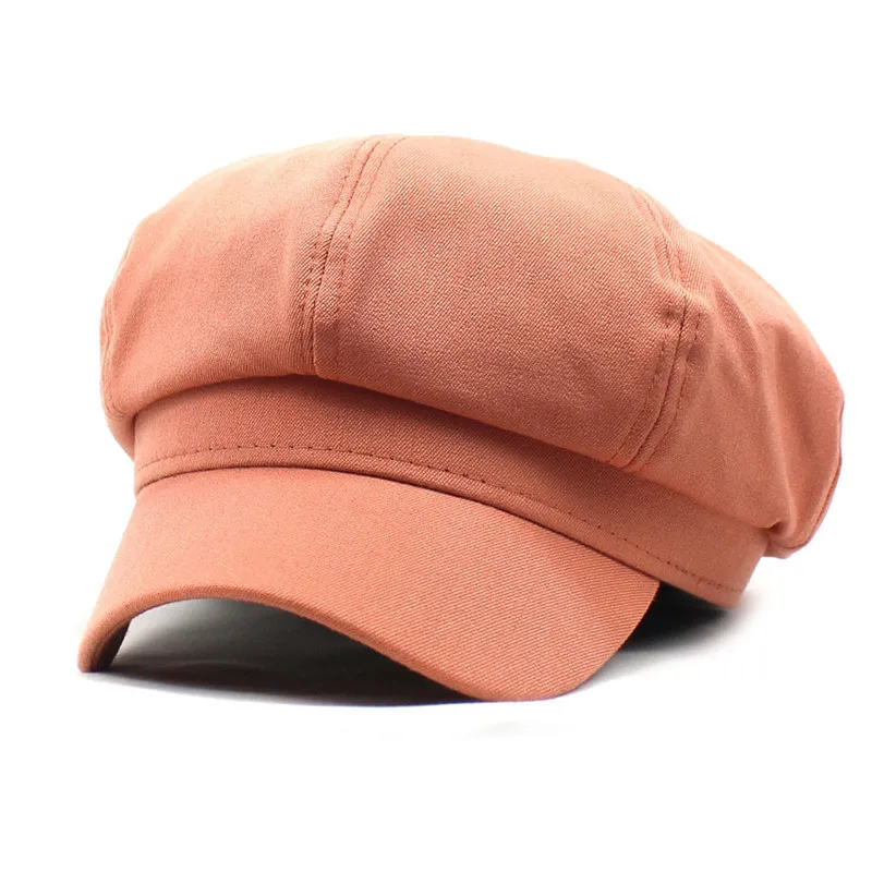 2021 Autumn and Winter 7 Styles Polyester Solid Beret Casual Octagonal Cap Painter Hat Women and Girl 38