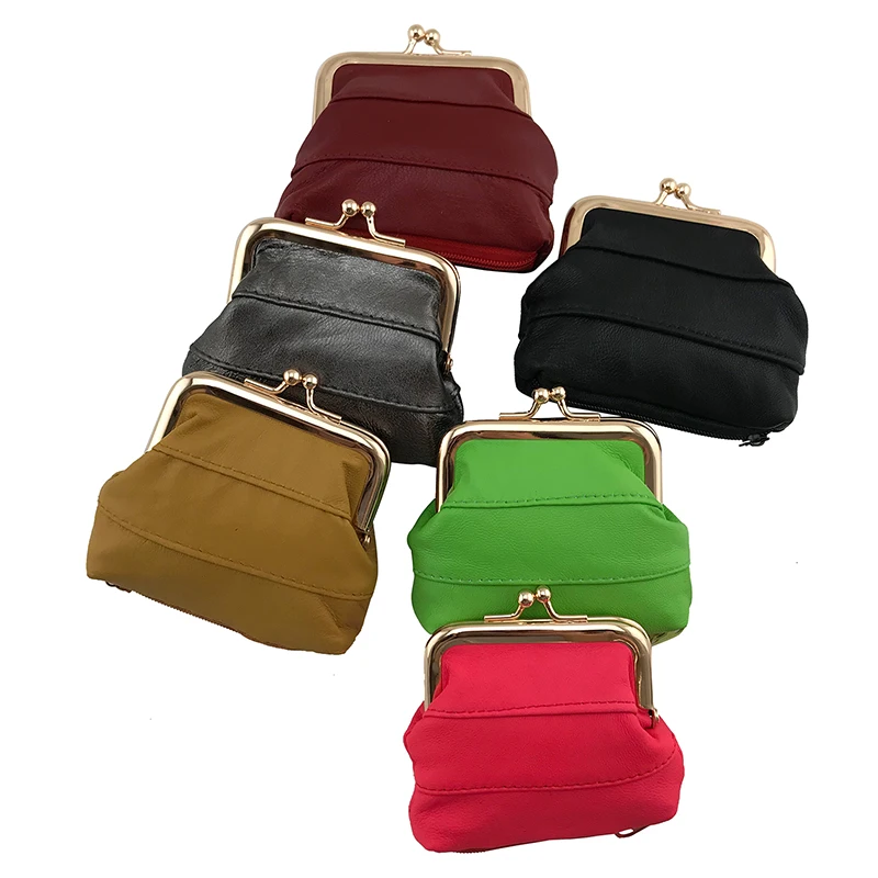 NICOLE & CO Original New Women Key Wallets Mini Coin Purses Metal Hasp Genuine Leather Sheepskin Fashion Zipper Small Money Bags