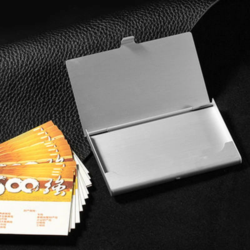 Free Engrave Business Card Case Customize LOGO Metal Box Stainless Steel Aluminum Holder Cover Men Wallet Clip Advertising Gift