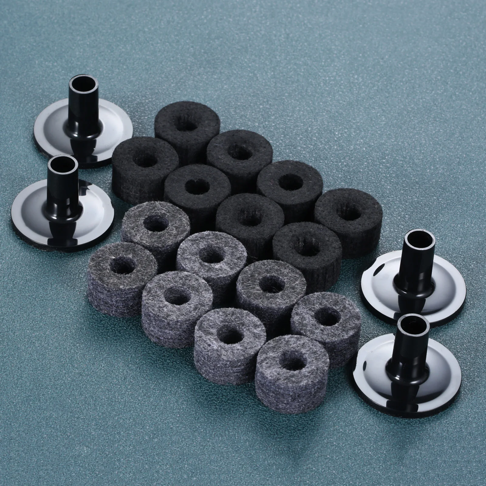 8Pcs Cymbal Stand 25mm Felt Washer + 2Pcs Cymbal Sleeves Replacement for Shelf Drum Kit