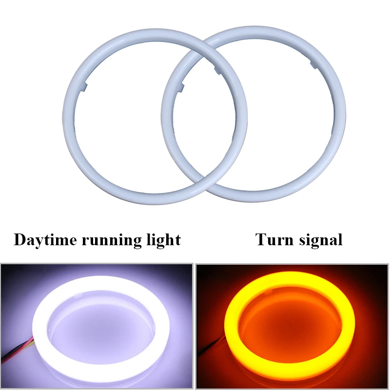 2PCS Halo Rings Car Led Angel Eyes Cotton White and Yellow 70mm 80mm 90mm 100mm 110mm 120mm Auto DRL Eyes with Turning Signal