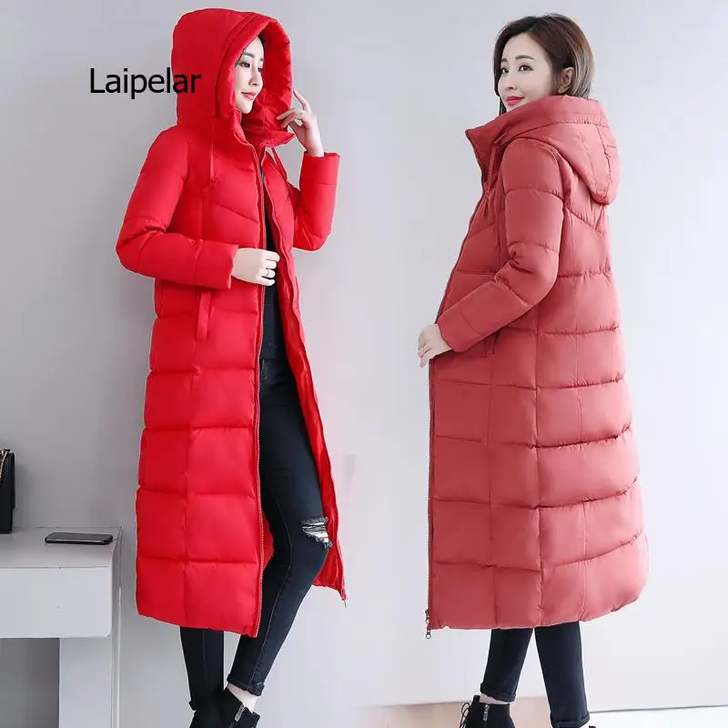 

Large M-6xl Woman Jacket Winter Down Parkas Coats Lengthen Warm Quilted Cotton Jacket for Women Hooded Outwear