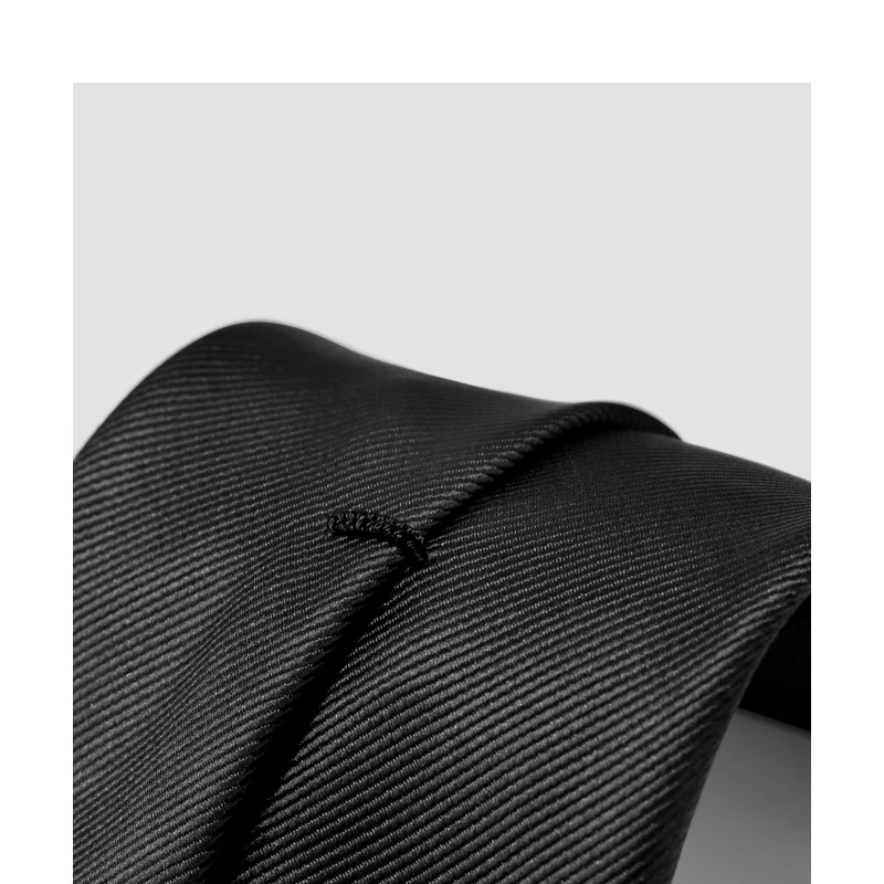 Solid Black Silk Polyester Tie For Men Brand Designer 8CM Wedding Business Fashion Luxury Dress Suit Necktie With Gift Box