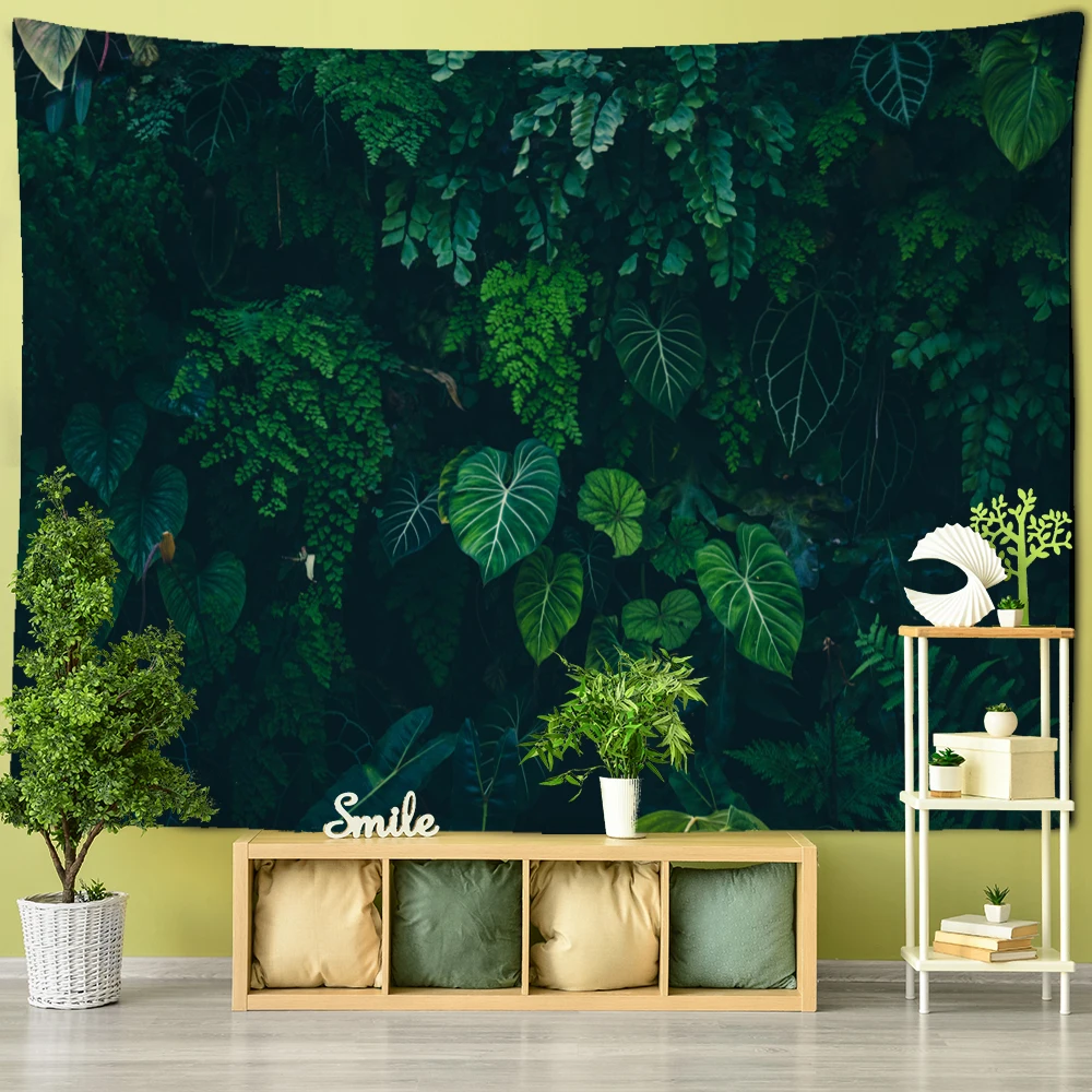 Monstera Leaf Tapestry Wall Hanging Bohemian Style Tropical Plants Natural Scenery Psychedelic Home Decor