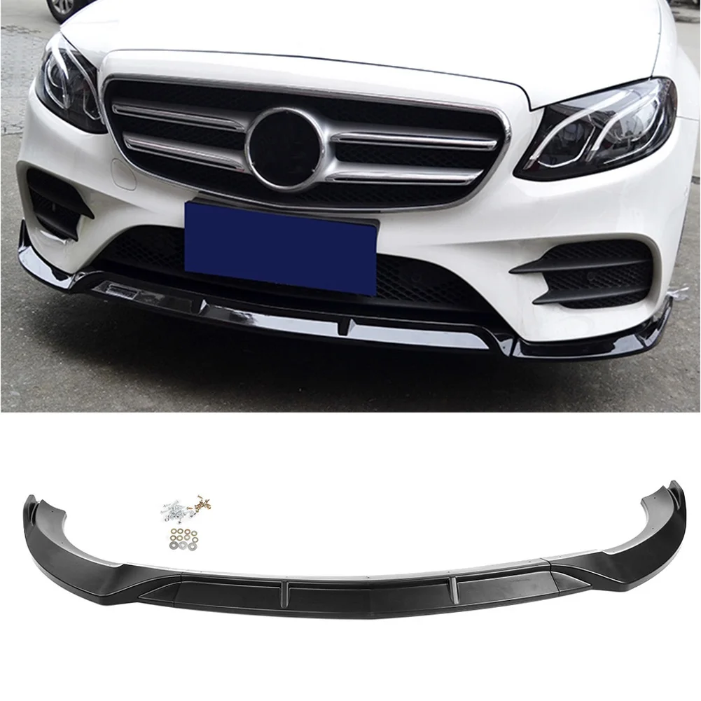 For Mercedes Benz E-class W213 E200 E250 E300 E400 2017 2018 Car Front Bumper Spoiler Lip Cover Trim Matte Black ABS