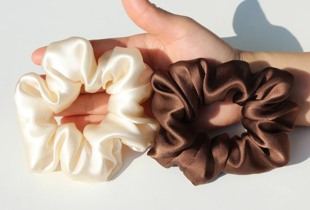 100 % reine Maulbeerseide, große Haargummis, Gummibänder, Haargummis, Gummi-Gummibänder, Pferdeschwanzhalter für Frauen und Mädchen, 19 Momme, 3,5 cm – Detail 18