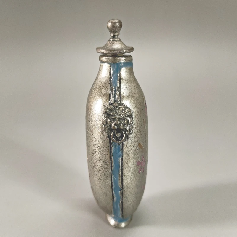 （Only one）Elaborate Chinese Classical Old-style Collectible home Decoration Miao Silver Plum Blossom Elegant Snuff Bottle