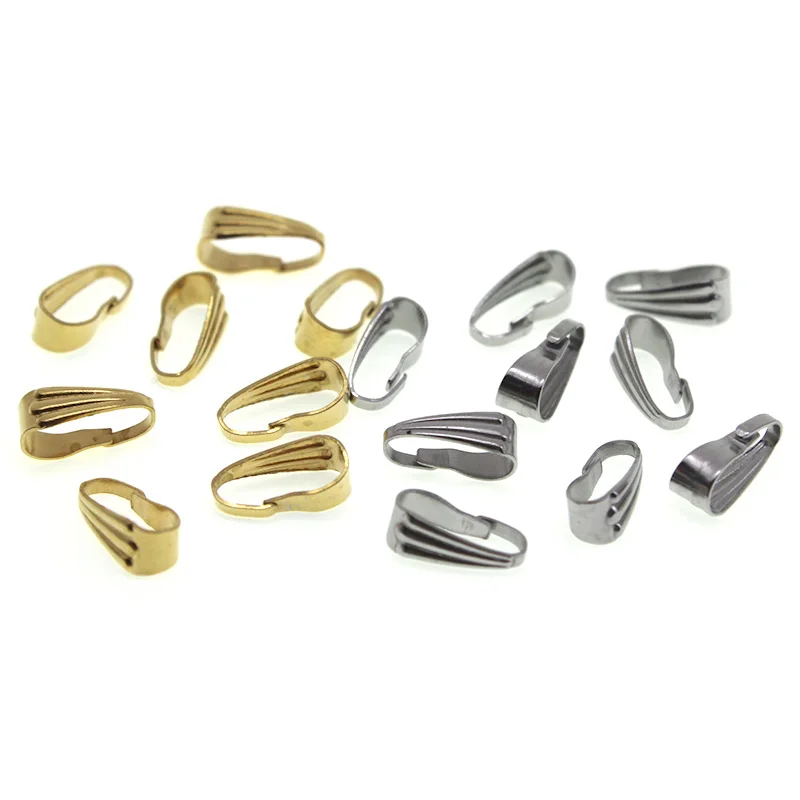 100pcs Stainless Steel Pendant Clips Pinch Bail Clasps Buckle Charm Necklace Hook Connector for DIY Jewelry Making Accessories