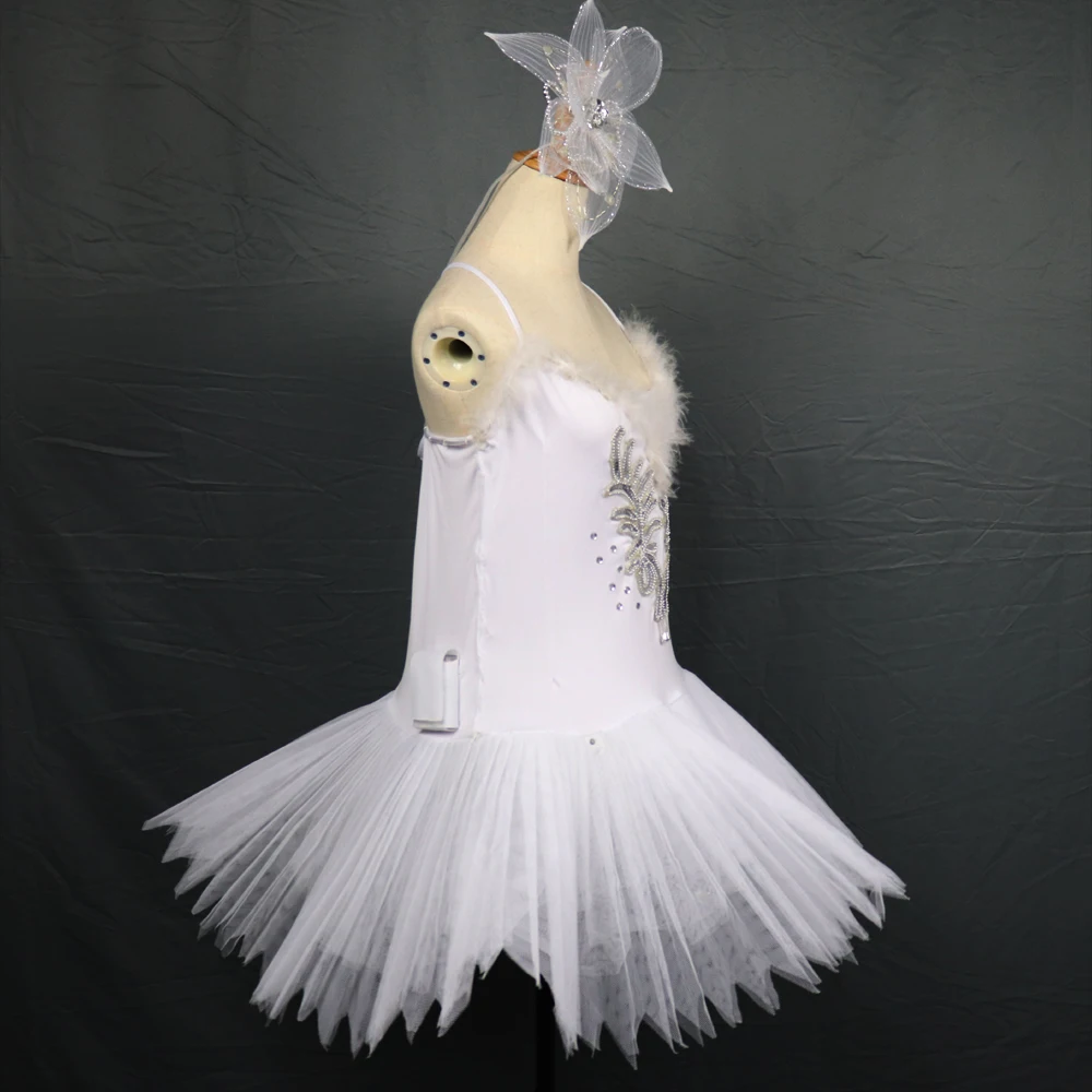 Luminoso ballet cisne lago led tutu véu traje adulto led ballet saia puff branco clássico led ballet saia vestido