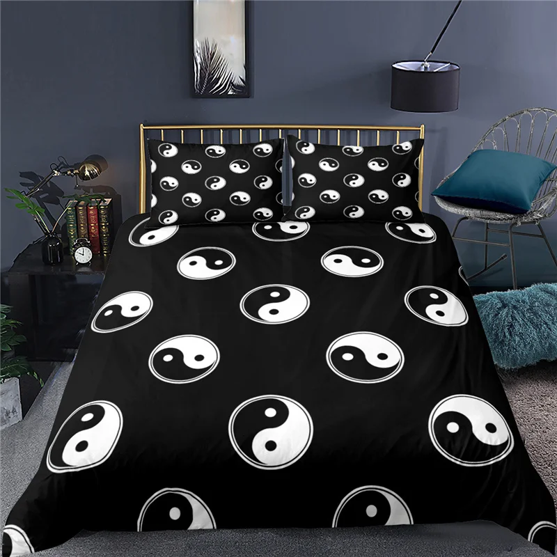 Luxury 3D Tai Chi Print 2/3Pcs Kids Bedding Set Comfortable Yin ang Yang Duvet Cover Pillowcase Home Textile Queen and King Size