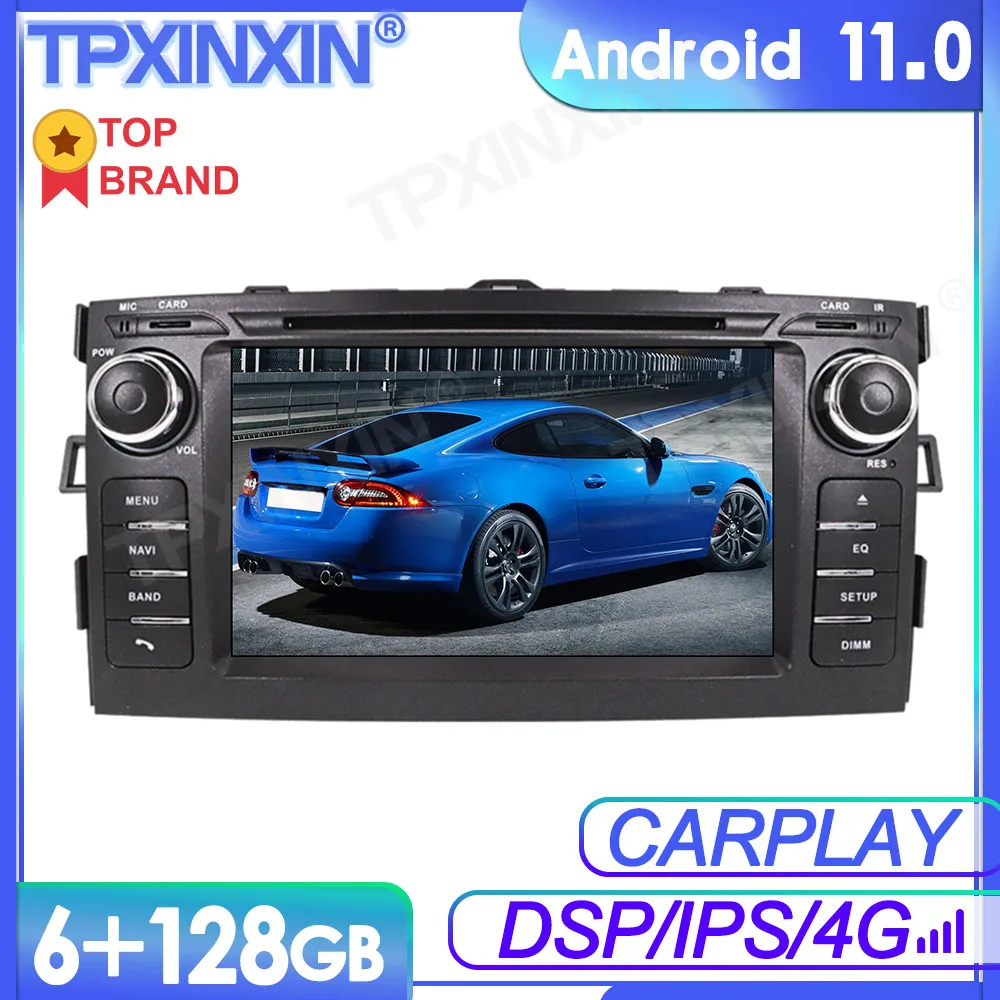 6+128GB Android 11 For Toyota Auris 2006-2012 Car Multimedia Player GPS Navi Audio Stereo Screen DVD Head Unit Tape Recorder