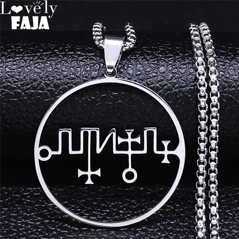 Dagon Sigil Stainless Steel Pendant Necklace Silver Color Demonic Symbol Logo Sign Chain Necklace Jewelry cadena N3725S03