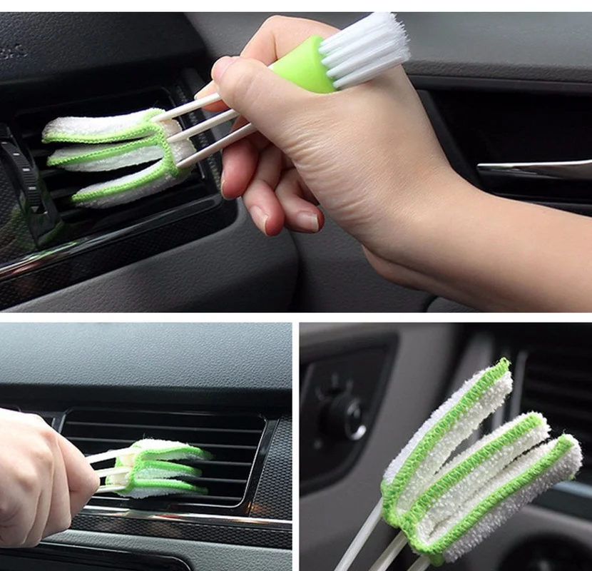 Car Air Vent Cleaning Brush Auto Detailing Conditioner Grille Deep Crevice Dust Remover Mutifunctional Microfibre Brush