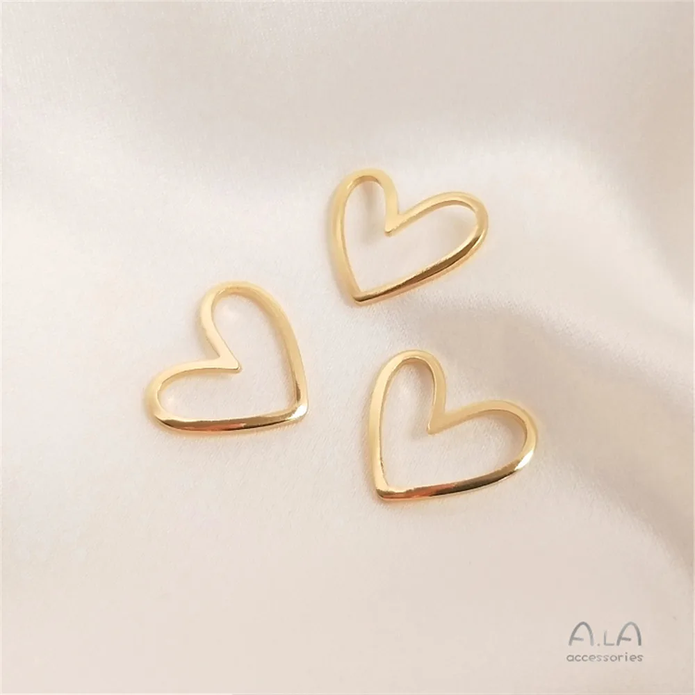 14K Gold Plated Hollow curved heart shaped accessories diy first accessories connected earrings hanging ornaments