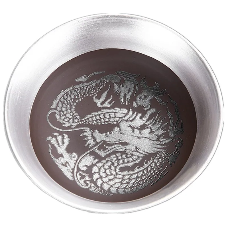 999 Silver Dragon Phoenix Ceramic Tea Cup, Porcelain Drinkware, Teacup, Kung Fu Zen Tea Bowl, Gift