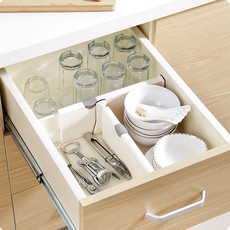 Adjustable Storage Drawers Divider Retractable Plastic Drawer Partition Holder Household Storage Clapboard  kitchen organizador