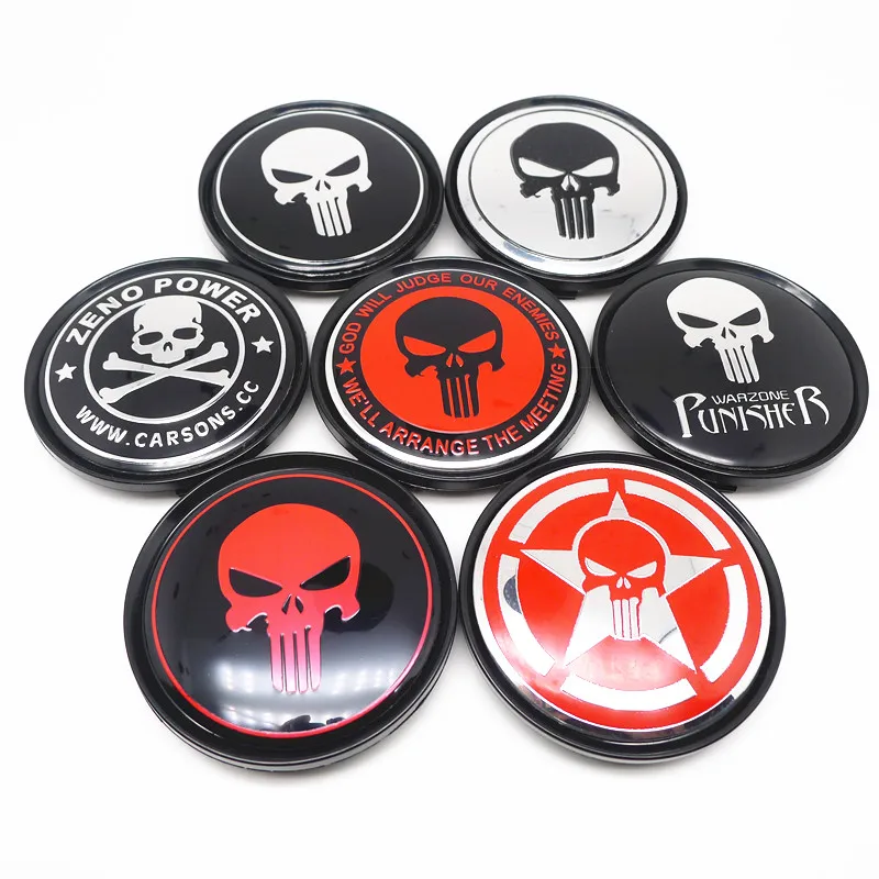 4Pcs 63mm Skull Car Wheel Center Hub Emblem Badge Cap Covers Auto Styling Accessories