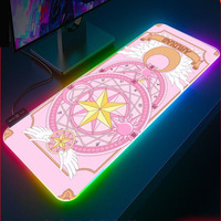 Pink Sakura Card Captor Mouse Pads RGB 900*400 Rubber Gaming Mouse Pad LED Laptop Keyboard Mat Anti-slip Anime Mousepad Xxl