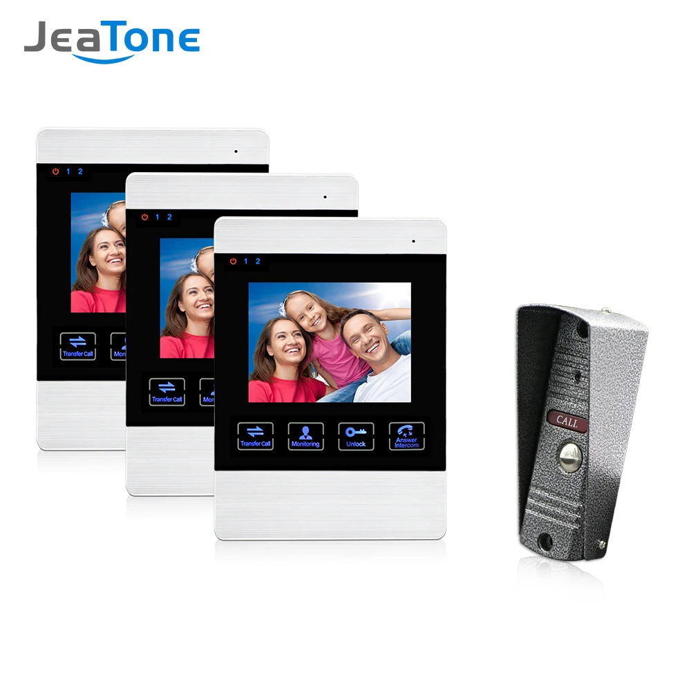 

Jeatone 4 Inch TFT Wired Smart House Video Door Phone Intercom System Vision Monitor 1200TVL Rainproof Doorbell Camera Doorman