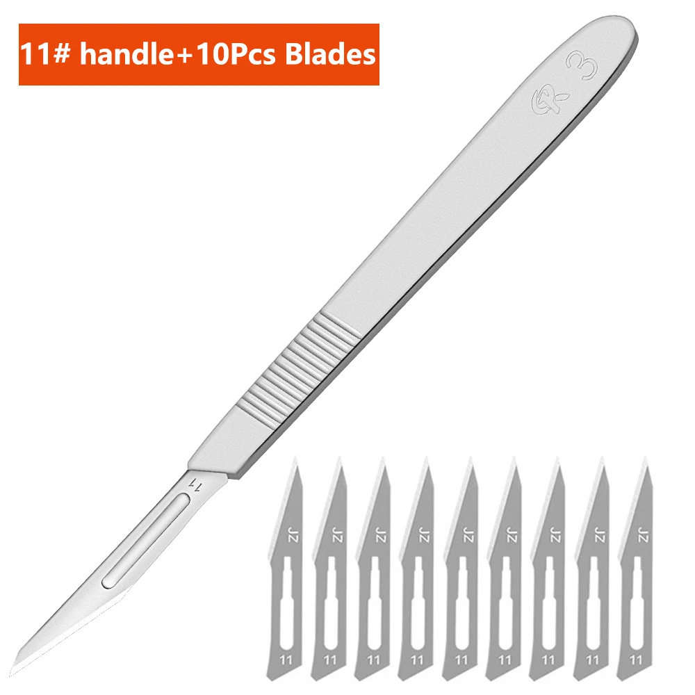 10 Stück Klingen Edelstahl Chirurgisches Skalpell 11 # 23 # Abnehmbare Aufbewahrungsbox mit Metallgriff für Pflanzenpfropfen, Schnitzen, DIY-Reparaturen – Detail 10