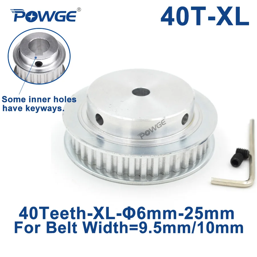 POWGE 40 Teeth XL Timing pulley Bore 6/6.35/8/10/12/14/15/16/17/19/20/22/25mm for width 10mm XL Synchronous Belt 40teeth 40T