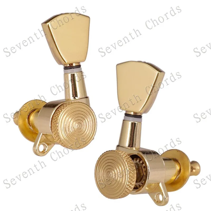 3R3L Goldene verriegelbare Gitarren-Stimmwirbel, Mechaniken für Akustik-, Elektro- und Folk-Gitarren, Zubehörteile – Detail 2