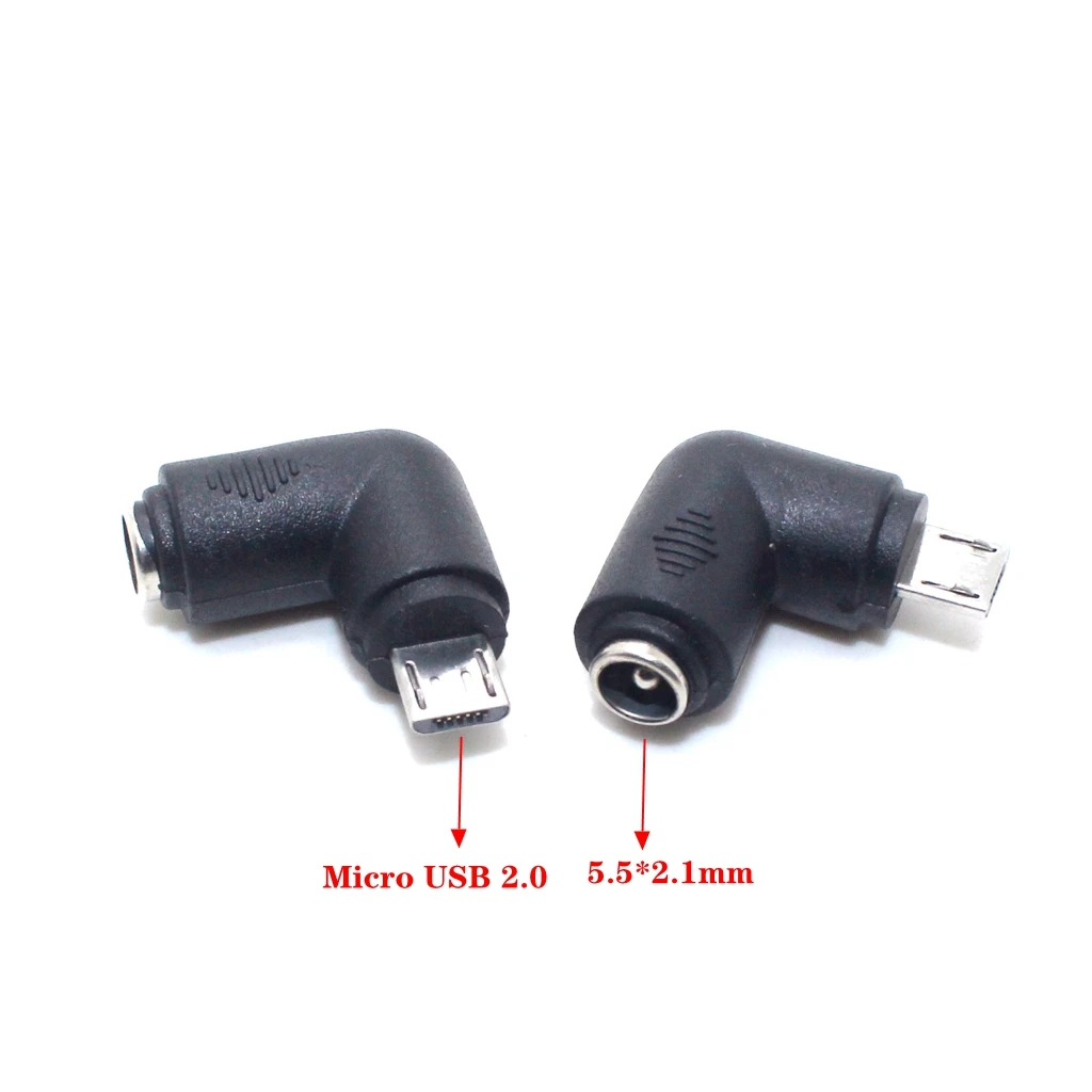 Adaptateur de connecteur d'alimentation micro USB droit, prise d'alimentation, USB 5.5, type C, mini USB, 5V DC, 2.1x3.1mm, 5.5x2.1mm, lot de 2 pièces